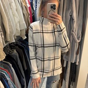Women’s Max Studio Cream, Gray and Black Plaid Sweater